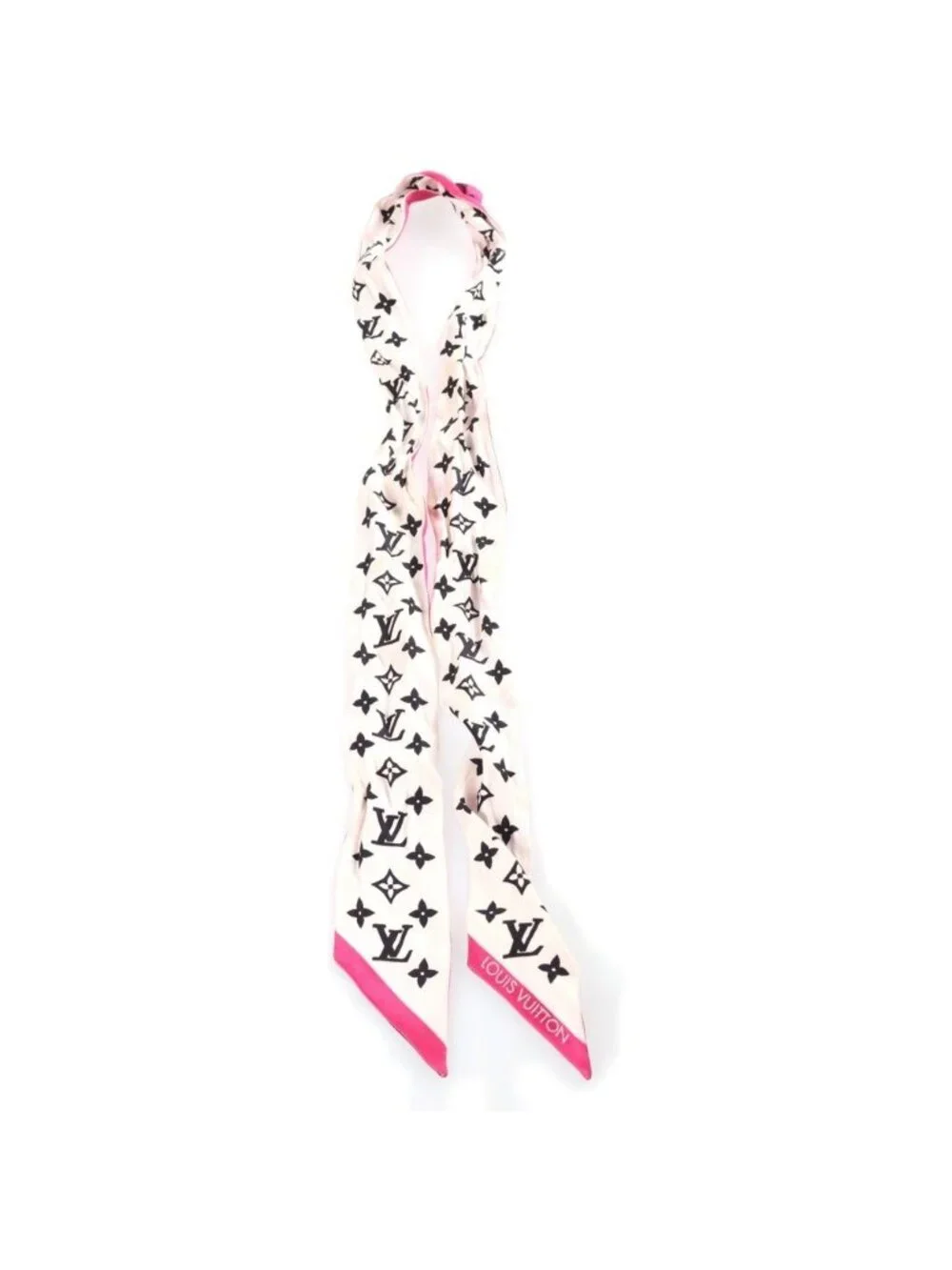 Louis Vuitton Monogram Bandeau Scarf Pink White